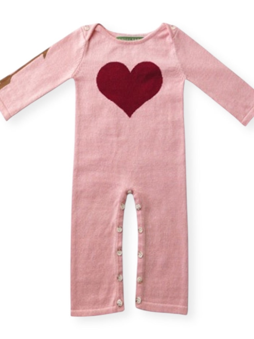 Amber Hagen Pink Cotton Cashmere Romper with Maroon Heart